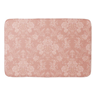 Elegant Romantic Chic Floral Damask-Peach Bath Mat