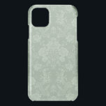 Elegant Romantic Chic Floral Damask-Sage Green iPhone 11 Case<br><div class="desc">Elegant vintage-inspired floral damask design featuring chic monochrome light-on-dark sage green flowers,  leafy scrolls and swags of delicate lacy ribbons. This pattern is seamless and can be scaled up or down.</div>