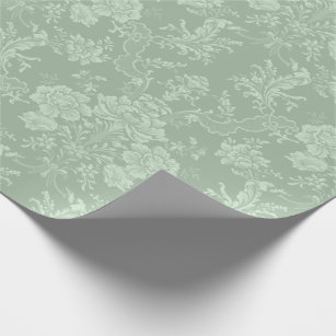 Elegant Romantic Chic Floral Damask-Sage Green Wrapping Paper