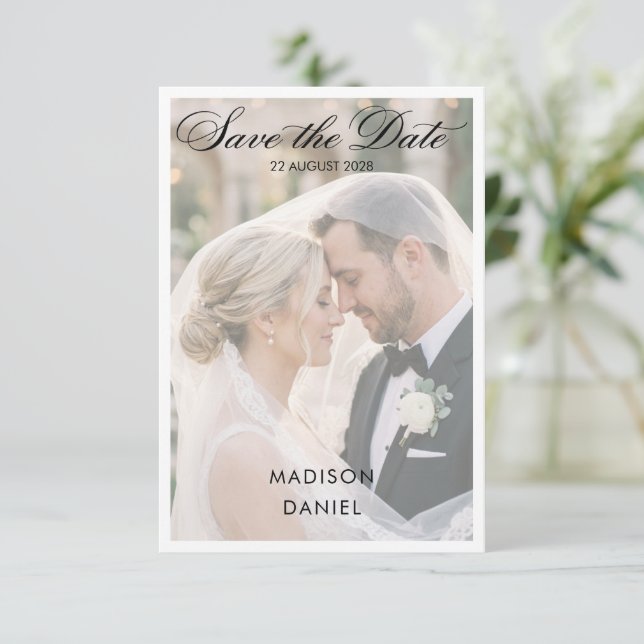 Elegant Romantic Classic PHOTO SAVE THE DATE (Standing Front)