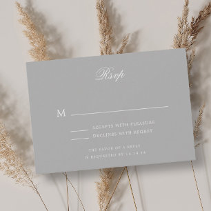 Elegant Romantic Classic Wedding RSVP Grey Silver Card