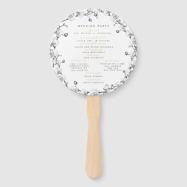 Elegant Romantic Classy Chic Floral Gold Wedding Hand Fan (Back)