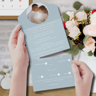 Elegant Romantic Colour Photo Monogram Wedding All In One Invitation