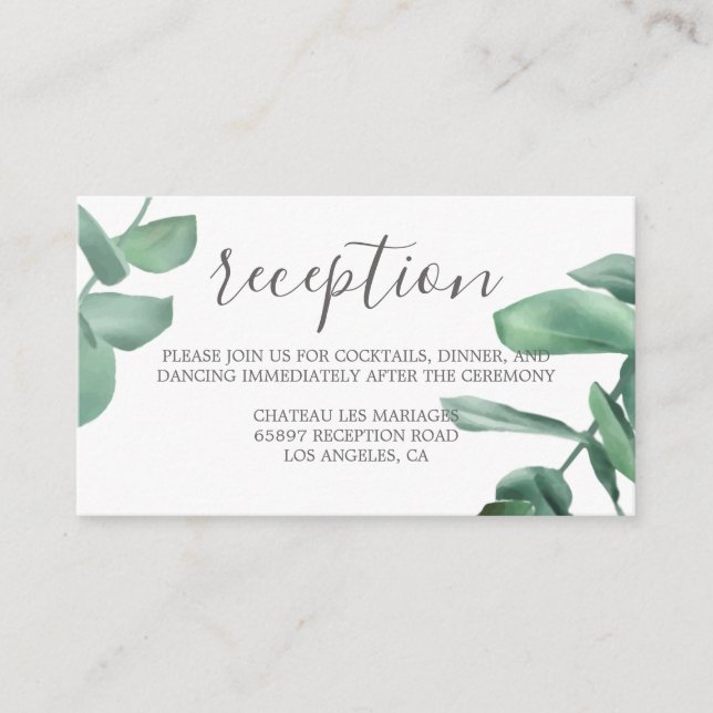 Elegant romantic eucalyptus botanical contemporary enclosure card (Front)