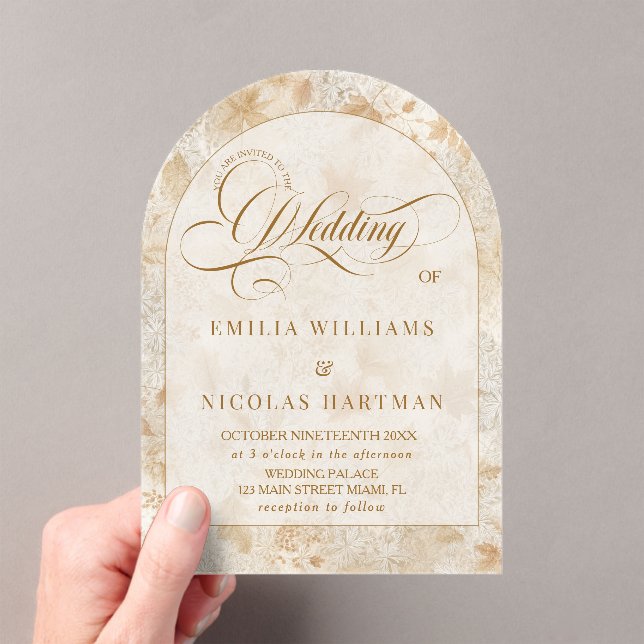 Elegant Romantic Fall Autumn Wedding Acrylic Invitations (Insitu (Handheld))