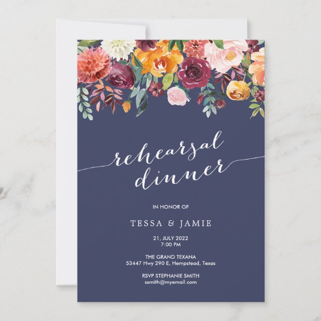 Elegant Romantic Fall Rehearsal Dinner Invitation (Front)