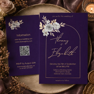 Elegant Romantic Floral Arch Plum Wedding Foil