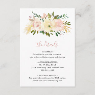 Elegant Romantic Floral Gold Blush Pink Wedding Enclosure Card