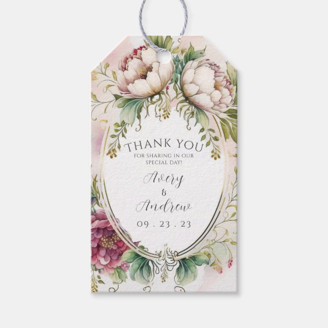 Elegant Romantic Floral Personalized Gift Tag (Front)