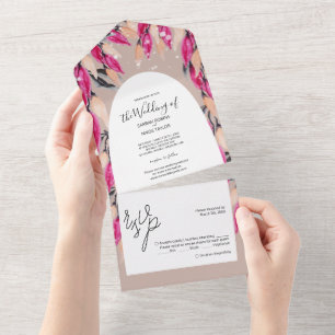 Elegant Romantic Floral Watercolor Art All In One Invitation
