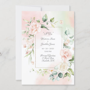 Elegant Romantic Floral Watercolor Script Wedding Invitation