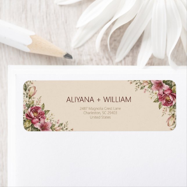 Elegant Romantic Floral Wedding Return Address (Insitu)