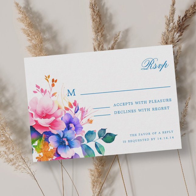 Elegant Romantic Floral Wedding RSVP Rainbow (Elegant Romantic Floral Wedding RSVP Rainbow)