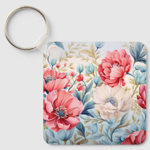 Elegant Romantic Flower Botanical Garden Keychain