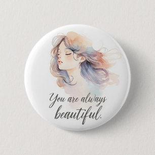 Elegant Romantic Girl Illustration – You Are Alway 2 Inch Round Button