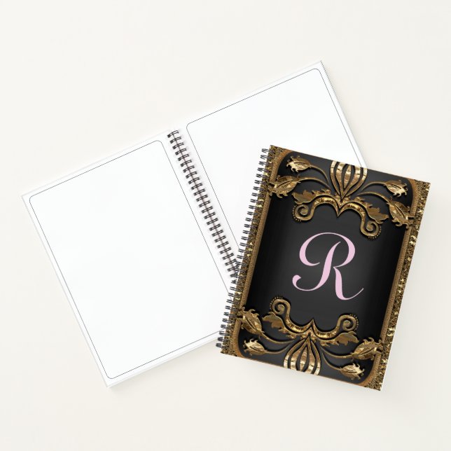 Elegant Romantic Girly Sentarce Monogram Notebook (Inside)