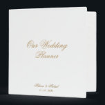 Elegant Romantic Gold Script Our Wedding Planner Binder<br><div class="desc">Modern Our Wedding Planner 3 Ring Binder with a plain white ivory hardcover. Minimalist design with an elegant, romantic gold script font on the front cover. This is the perfect gift to give to the happy couple for their engagement so that the future bride can start to plan her dream...</div>