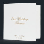 Elegant Romantic Gold Script Our Wedding Planner Binder<br><div class="desc">Modern Our Wedding Planner 3 Ring Binder with a plain white ivory hardcover. Minimalist design with an elegant, romantic gold script font on the front cover. This is the perfect gift to give to the happy couple for their engagement so that the future bride can start to plan her dream...</div>