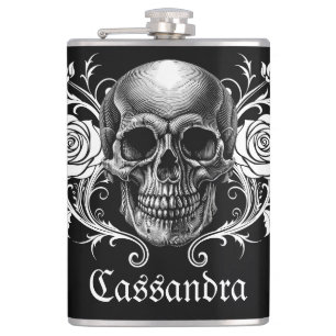 Elegant, Romantic Goth Personalized Hip Flask