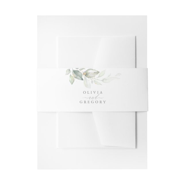 Elegant Romantic Greenery Wedding Invitation Belly Band (Front Example)