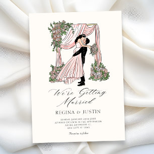 Elegant romantic hand drawn we're getting married invitation