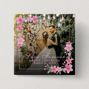 Elegant Romantic Happy Valentine's Day photo 2 Inch Square Button