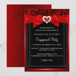 Elegant Romantic Heart Engagement Party Invitation