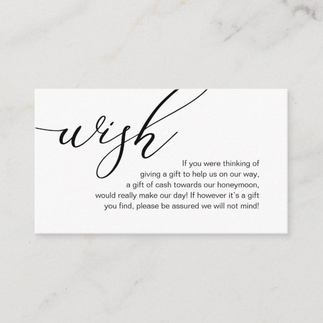Elegant Romantic, Honeymoon Wish, Money Cash Enclosure Card (Front)
