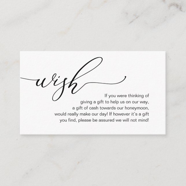 Elegant Romantic, Honeymoon Wish, Money Cash Enclosure Card (Front)