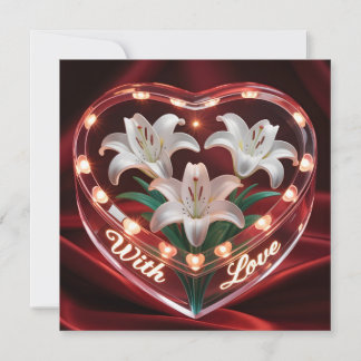 Elegant Romantic Lily Bouquet in Illuminated Heart