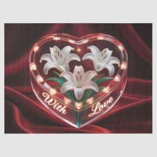 Elegant Romantic Lily Bouquet in Illuminated Heart Tissue Paper