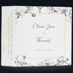 Elegant Romantic Modern Gold Botanical Wedding   Binder<br><div class="desc">Branches of white orchids, hand-drawn in graphite pencil, intertwine in this simple but sophisticated, elegant yet chic wedding design, with a boho feel. The hint of gold in the colour of the writing gives this a festive but subdued splash of colour. The binder comes with an Emily Bonte quote on...</div>
