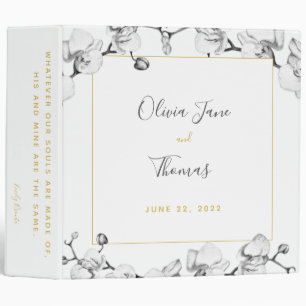 Elegant Romantic Modern Gold Botanical Wedding Binder