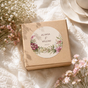 Elegant Romantic Monogram Wedding Invitation Classic Round Sticker