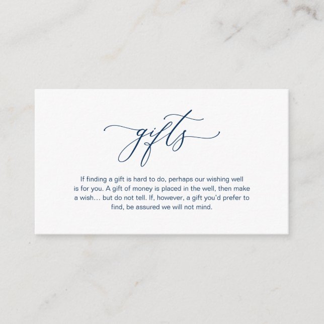Elegant Romantic, Navy Blue, A note on gifts Enclosure Card (Front)