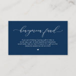 Elegant Romantic, Navy Blue Wedding Honeymoon Fund Enclosure Card<br><div class="desc">This is the Modern Elegant Romantic,  Navy Blue calligraphy,  Wedding Enclosure Card. You can change the font colours,  and add your wedding details in the matching font / lettering. #TeeshaDerrick</div>