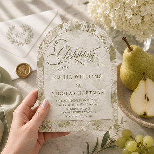 Elegant Romantic Olive Green Wedding Acrylic Invitations