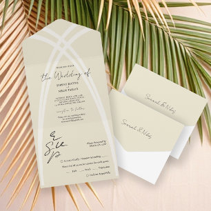 Elegant Romantic Organic Arches Calligraphy All In One Invitation