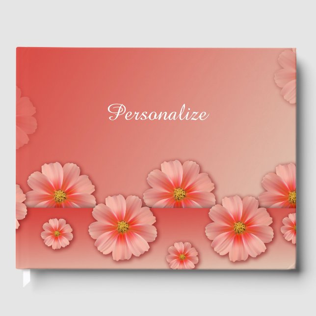 Elegant & Romantic Peach Roses Personalize Guest Book (Front)