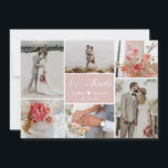 Elegant Romantic Pink 6 Photo Collage Wedding Thank You Card<br><div class="desc">Modern, Elegant „Love and Thanks” Script 6 Photo Collage Dusty Pink Wedding Thank You Card. Chic, romantic wedding thank you card template featuring six (6) photo on the front and one (1) photo on the back side. With the „Love and Thanks” script in a swirly hand-written typography in white on...</div>