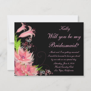 Elegant Romantic Pink Floral Bridesmaid Card