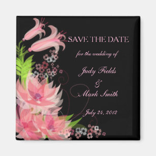 Elegant Romantic Pink Floral Save The Date Magnet