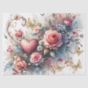 Elegant Romantic Pink Floral Tissue Paper Sheets