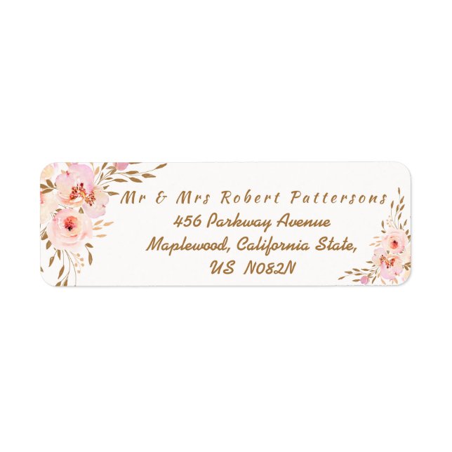 Elegant Romantic Pink Gold Floral Wedding (Front)