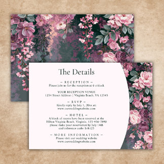 Elegant Romantic Pink Mauve Floral Wedding Details Enclosure Card