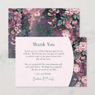 Elegant Romantic Pink Mauve Floral Wedding Thank You Card