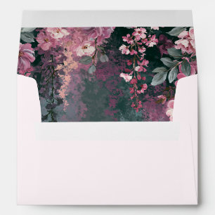 Elegant Romantic Pink Mauve Rose Floral Wedding Envelope