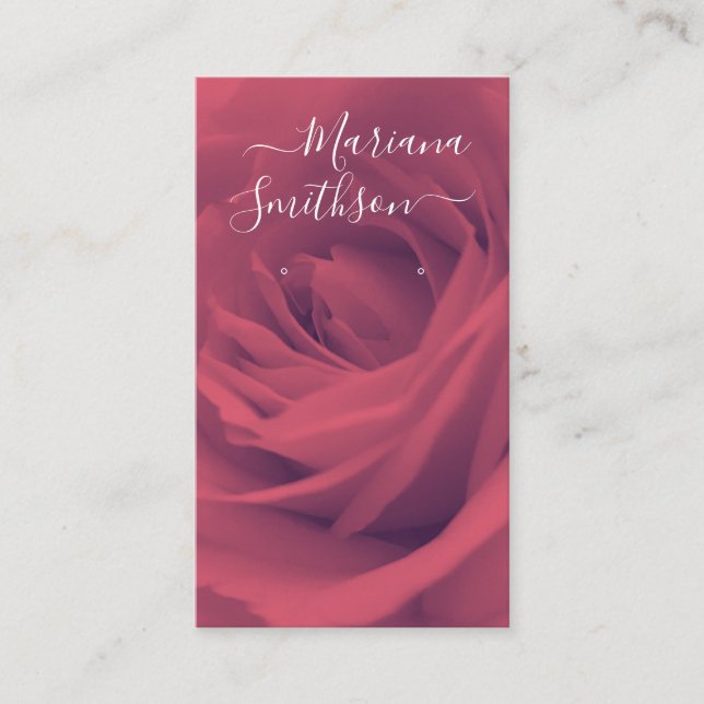    Elegant Romantic Pink Rose Earring Display Card (Front)