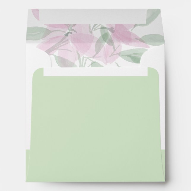 Elegant Romantic Pink Wildflowers Watercolor Art Envelope (Back (Bottom))