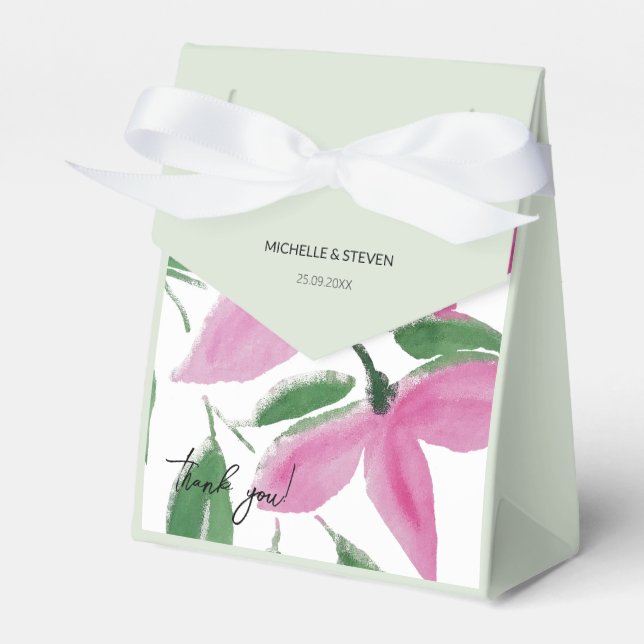 Elegant Romantic Pink Wildflowers Watercolor Art Favor Box (Front Side)